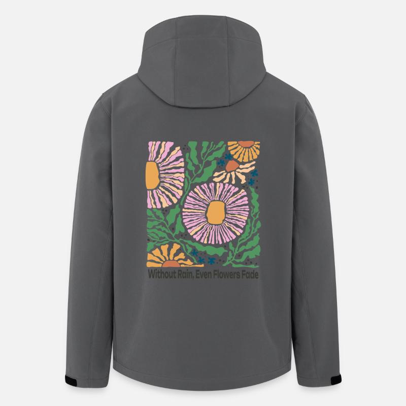 Without Rain Blumen Design Retro Stil - Recycelte Männer Softshell-Jacke von Stanley/Stella - Anthrazit