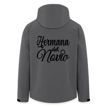 Hermana del Novio Groom's Sister Wedding Gift - Men’s Recycled Softshell Jacket by Stanley/Stella - anthracite - Back - AI Model Male 185 light (185cm)