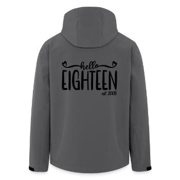 18th Birthday Women Hello Eighteen Est. 2005 - Men’s Recycled Softshell Jacket by Stanley/Stella - anthracite - Back - AI Model Male 185 light (185cm)