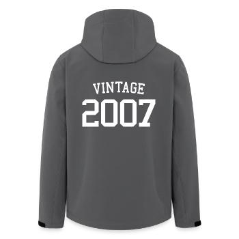 Jahrgang 2007 - 16 Jahre, 16. Geburtstag Teens - Recycelte Männer Softshell-Jacke von Stanley/Stella - Anthrazit - Hinten - AI Model Male 185 light (185cm)