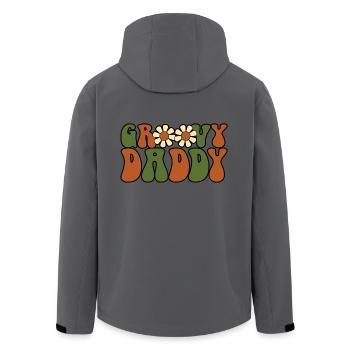 Retro Groovy Daddy Matching Family Baby Shower - Men’s Recycled Softshell Jacket by Stanley/Stella - anthracite - Back - AI Model Male 185 light (185cm)