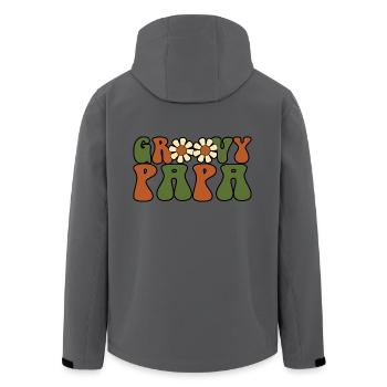 Retro Groovy Papa Passende Familien-Babyparty - Recycelte Männer Softshell-Jacke von Stanley/Stella - Anthrazit - Hinten - AI Model Male 185 light (185cm)