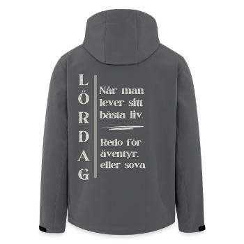 Samstag – Dein schönstes Leben - Recycelte Männer Softshell-Jacke von Stanley/Stella - Anthrazit - Hinten - AI Model Male 185 light (185cm)