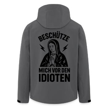 Funshirt Protégez-moi des idiots - Veste softshell homme en polyester recyclé Stanley/Stella - charbon - Dos - AI Model Male 185 light (185cm)
