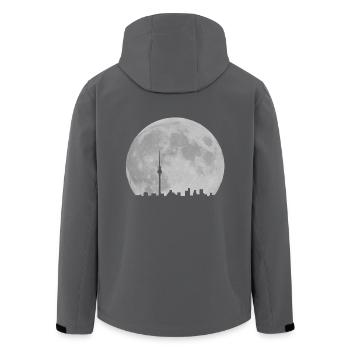 Berlin Skyline vor Mond Fernsehturm Alexanderplatz - Recycelte Männer Softshell-Jacke von Stanley/Stella - Anthrazit - Hinten - AI Model Male 185 light (185cm)