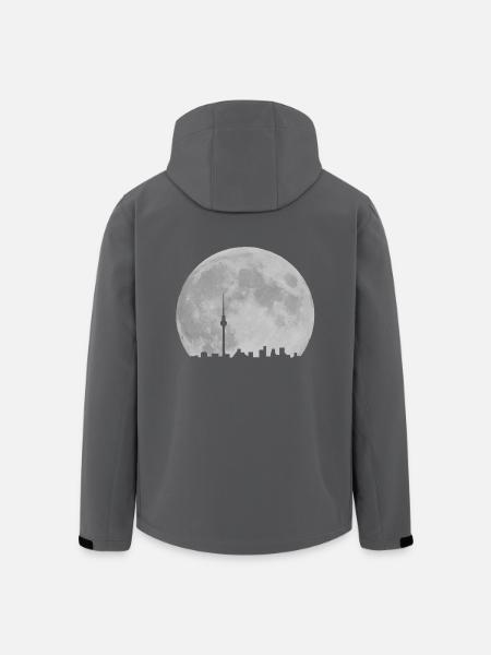 Berlin Skyline vor Mond Fernsehturm Alexanderplatz - Recycelte Männer Softshell-Jacke von Stanley/Stella - Anthrazit