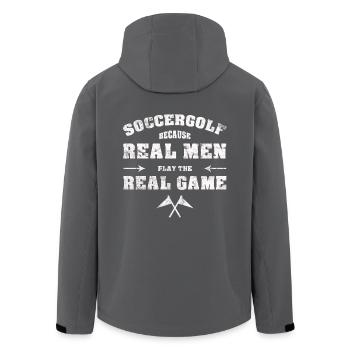 SOCCERGOLF FUSSBALLGOLF REAL MEN PLAY REAL GAME - Recycelte Männer Softshell-Jacke von Stanley/Stella - Anthrazit - Hinten - AI Model Male 185 light (185cm)