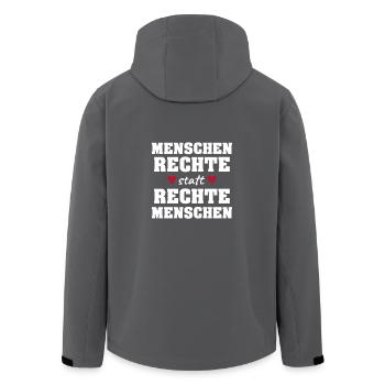 Menschenrechte statt Rechte Menschen! - Recycelte Männer Softshell-Jacke von Stanley/Stella - Anthrazit - Hinten - AI Model Male 185 light (185cm)