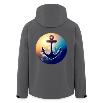 Anker-Sonnenuntergang Rund - Recycelte Männer Softshell-Jacke von Stanley/Stella - Anthrazit - Hinten - AI Model Male 185 light (185cm)