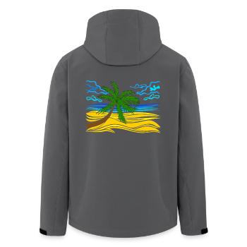 Palme am Strand - Recycelte Männer Softshell-Jacke von Stanley/Stella - Anthrazit - Hinten - AI Model Male 185 light (185cm)