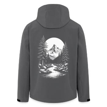 Landschaft Natur Berge Wald Bäume Baum Fluss Berg - Recycelte Männer Softshell-Jacke von Stanley/Stella - Anthrazit - Hinten - AI Model Male 185 light (185cm)