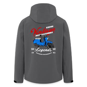 Moped Mokick Mofa Simson Schwalbe Kult - Recycelte Männer Softshell-Jacke von Stanley/Stella - Anthrazit - Hinten - AI Model Male 185 light (185cm)