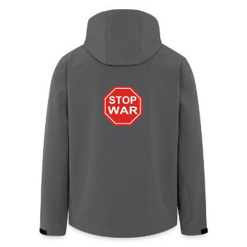 Stop War Schild - Stoppt den Krieg - Recycelte Männer Softshell-Jacke von Stanley/Stella - Anthrazit - Hinten - AI Model Male 185 light (185cm)