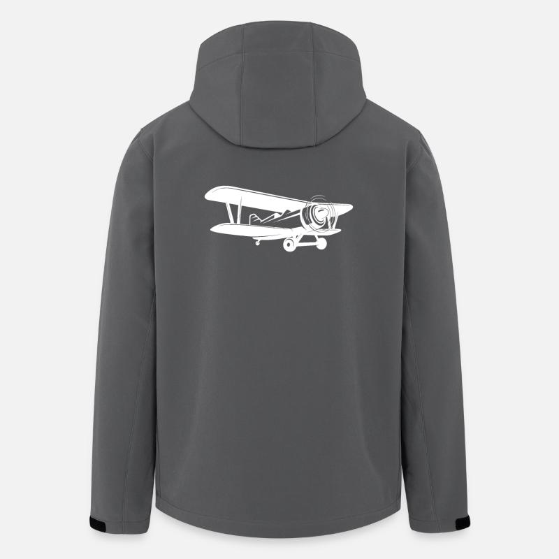 Airplane Propeller Biplane T-Shirt - Men’s Recycled Softshell Jacket by Stanley/Stella - anthracite