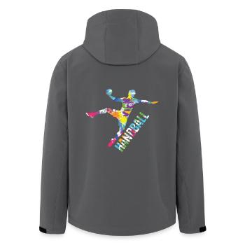 Handball Sprung - Recycelte Männer Softshell-Jacke von Stanley/Stella - Anthrazit - Hinten - AI Model Male 185 light (185cm)