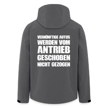 Vernünftige Autos werden vom Antrieb geschoben - Recycelte Männer Softshell-Jacke von Stanley/Stella - Anthrazit - Hinten - AI Model Male 185 light (185cm)