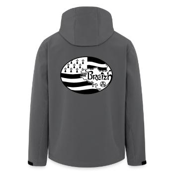 Flagge Großbritannien authentisch - Recycelte Männer Softshell-Jacke von Stanley/Stella - Anthrazit - Hinten - AI Model Male 185 light (185cm)