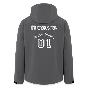Vorname Michael - "The New Generation", Weiß - Recycelte Männer Softshell-Jacke von Stanley/Stella - Anthrazit - Hinten - AI Model Male 185 light (185cm)