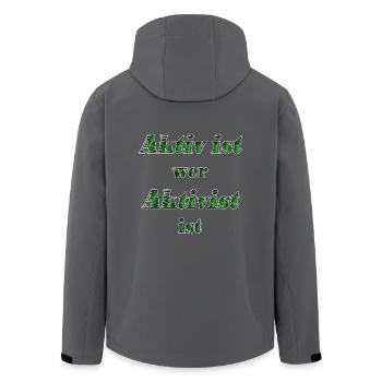 Aktiv ist wer Aktivist ist - Recycelte Männer Softshell-Jacke von Stanley/Stella - Anthrazit - Hinten - AI Model Male 185 light (185cm)