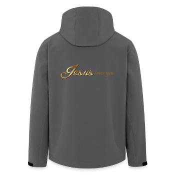 Jesus liebt dich - Recycelte Männer Softshell-Jacke von Stanley/Stella - Anthrazit - Hinten - AI Model Male 185 light (185cm)