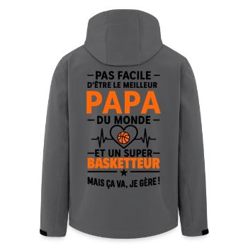 Heart + Basketball – Super Dad Basketball Player - Men’s Recycled Softshell Jacket by Stanley/Stella - anthracite - Back - AI Model Male 185 light (185cm)