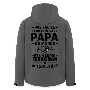 Heart + Tennis – Super Dad Tennis Player - Men’s Recycled Softshell Jacket by Stanley/Stella - anthracite - Back - AI Model Male 185 light (185cm)