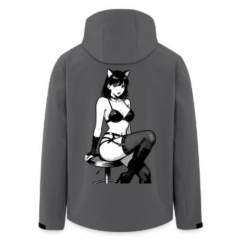 Sexy Anime Catgirl – Schwarz-Weiß Manga Style - Recycelte Männer Softshell-Jacke von Stanley/Stella - Anthrazit - Hinten - AI Model Male 185 light (185cm)