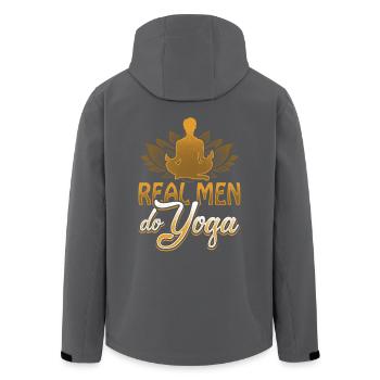 Real Men Do Yoga - Meditation Joga Yogi Geist - Recycelte Männer Softshell-Jacke von Stanley/Stella - Anthrazit - Hinten - AI Model Male 185 light (185cm)