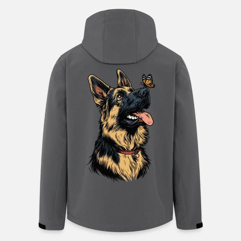 Deutscher Schäferhund und Schmetterling - Recycelte Männer Softshell-Jacke von Stanley/Stella - Anthrazit