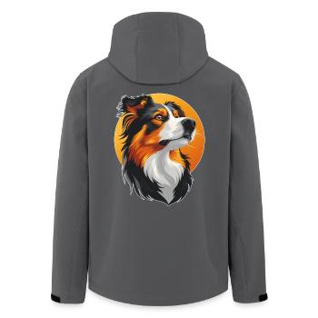 Australian Shepherd Portrait Hunde Hütehunde - Recycelte Männer Softshell-Jacke von Stanley/Stella - Anthrazit - Hinten - AI Model Male 185 light (185cm)