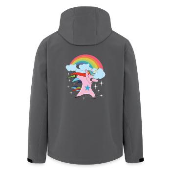 Einhorn Regenbogen Dab Dabbing Unicorn Fabeltier - Recycelte Männer Softshell-Jacke von Stanley/Stella - Anthrazit - Hinten - AI Model Male 185 light (185cm)