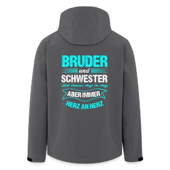 Bruder und Schwester Auge in Auge Herz an Herz - Recycelte Männer Softshell-Jacke von Stanley/Stella - Anthrazit - Hinten - AI Model Male 185 light (185cm)