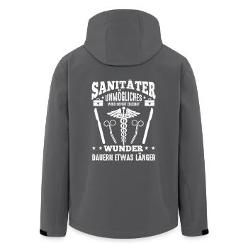 Sanitäter Unmögliches wird sofort erledigt - Recycelte Männer Softshell-Jacke von Stanley/Stella - Anthrazit - Hinten - AI Model Male 185 light (185cm)