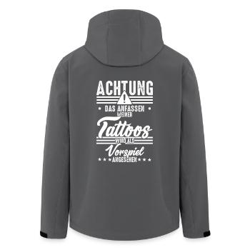 Anfassen der Tattoos wird als Vorspiel angesehen - Recycelte Männer Softshell-Jacke von Stanley/Stella - Anthrazit - Hinten - AI Model Male 185 light (185cm)