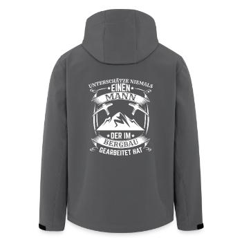 Bergbau Bergmann Unterschätze niemals einen Mann - Recycelte Männer Softshell-Jacke von Stanley/Stella - Anthrazit - Hinten - AI Model Male 185 light (185cm)