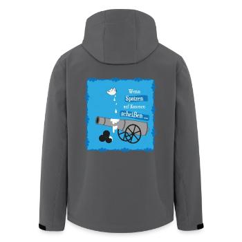Anti Krieg Spatzen Kanone - Recycelte Männer Softshell-Jacke von Stanley/Stella - Anthrazit - Hinten - AI Model Male 185 light (185cm)