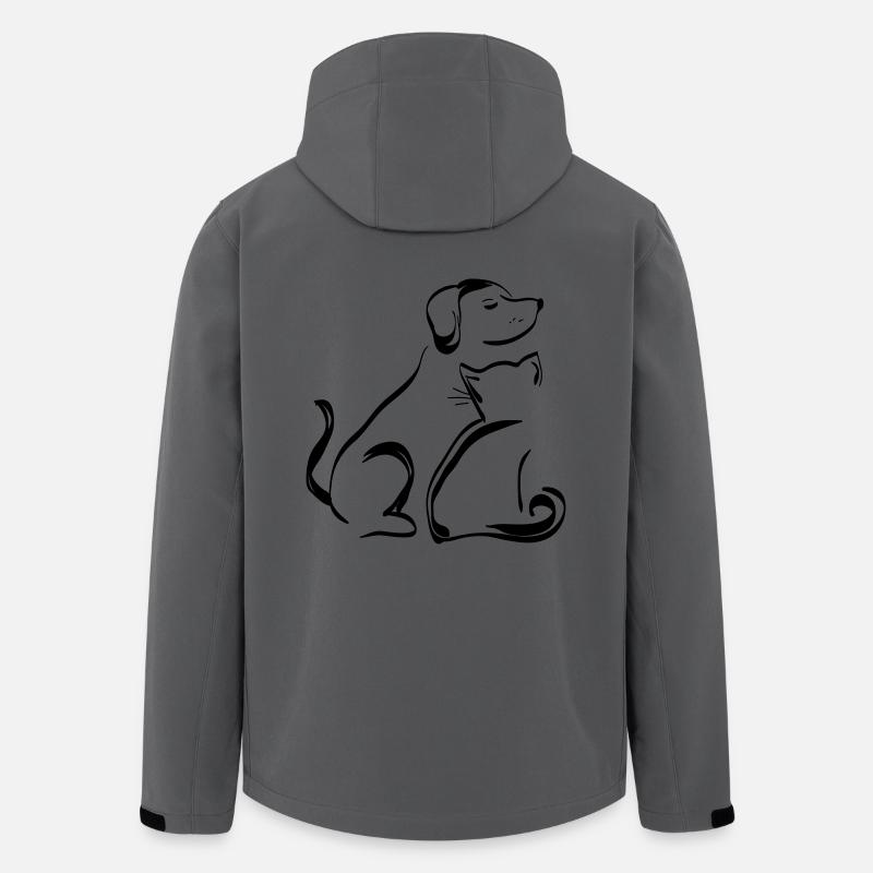 Hund & Katze Umrisse Schwarz - Recycelte Männer Softshell-Jacke von Stanley/Stella - Anthrazit