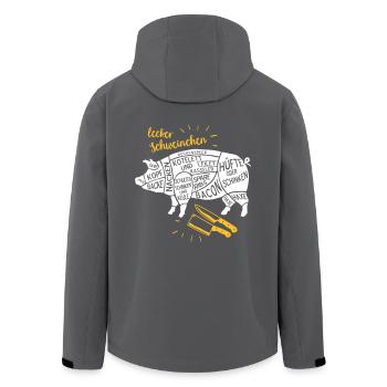 lecker Schweinchen lustiges Grill Shirt Geschenk - Recycelte Männer Softshell-Jacke von Stanley/Stella - Anthrazit - Hinten - AI Model Male 185 light (185cm)