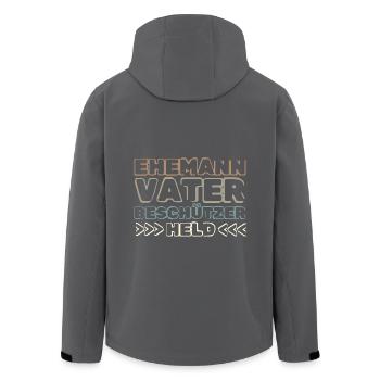 Ehemann Vater Beschützer Held Spruch zum Männertag - Recycelte Männer Softshell-Jacke von Stanley/Stella - Anthrazit - Hinten - AI Model Male 185 light (185cm)