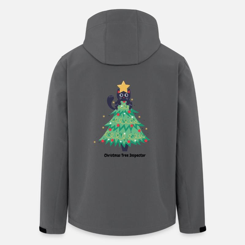 pull de noël chat dans sapin - Veste softshell homme en polyester recyclé Stanley/Stella - charbon