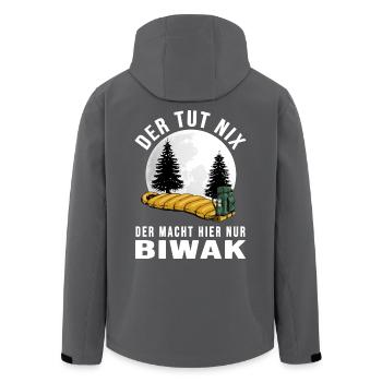biwak bushcraft wildcamping survival adventure - Recycelte Männer Softshell-Jacke von Stanley/Stella - Anthrazit - Hinten - AI Model Male 185 light (185cm)