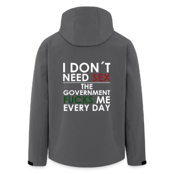 I dont need sex-government fucks me-Bundestagswahl - Recycelte Männer Softshell-Jacke von Stanley/Stella - Anthrazit - Hinten - AI Model Male 185 light (185cm)