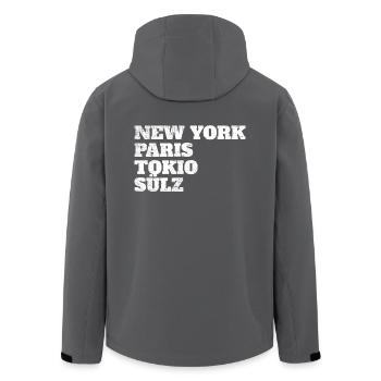 Sülz Paris Tokio New York Heimat Köln Viertel Kult - Recycelte Männer Softshell-Jacke von Stanley/Stella - Anthrazit - Hinten - AI Model Male 185 light (185cm)