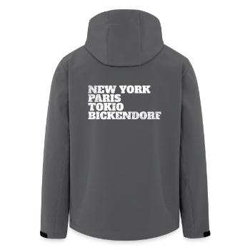 Bickendorf Paris Tokio New York Köln Viertel Kult - Recycelte Männer Softshell-Jacke von Stanley/Stella - Anthrazit - Hinten - AI Model Male 185 light (185cm)