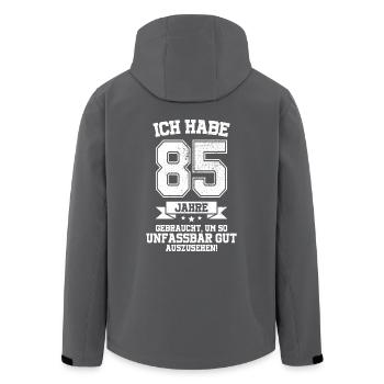 85. Geburtstag Habe 85 Jahre Gebraucht Geschenk - Recycelte Männer Softshell-Jacke von Stanley/Stella - Anthrazit - Hinten - AI Model Male 185 light (185cm)