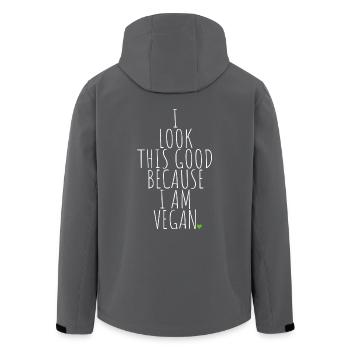 Veganer I Look This Good Because I Am Vegan Veggie - Recycelte Männer Softshell-Jacke von Stanley/Stella - Anthrazit - Hinten - AI Model Male 185 light (185cm)