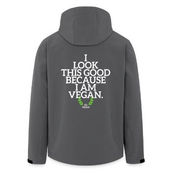 Veganer I Look This Good Because I Am Vegan Veggie - Recycelte Männer Softshell-Jacke von Stanley/Stella - Anthrazit - Hinten - AI Model Male 185 light (185cm)