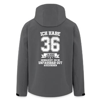 36. Geburtstag Geschenk Habe 36 Jahre Gebraucht - Recycelte Männer Softshell-Jacke von Stanley/Stella - Anthrazit - Hinten - AI Model Male 185 light (185cm)