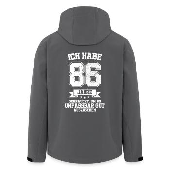 86. Geburtstag Geschenk Habe 86 Jahre Gebraucht - Recycelte Männer Softshell-Jacke von Stanley/Stella - Anthrazit - Hinten - AI Model Male 185 light (185cm)