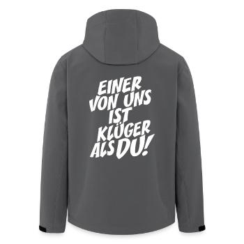 Einer Von Uns Ist Klüger Als Du Rechthaber Schlau - Recycelte Männer Softshell-Jacke von Stanley/Stella - Anthrazit - Hinten - AI Model Male 185 light (185cm)